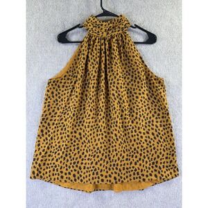 Joie Womens Erola Halter Sleeveless Blouse Chic Copper Cheetah Print Size S